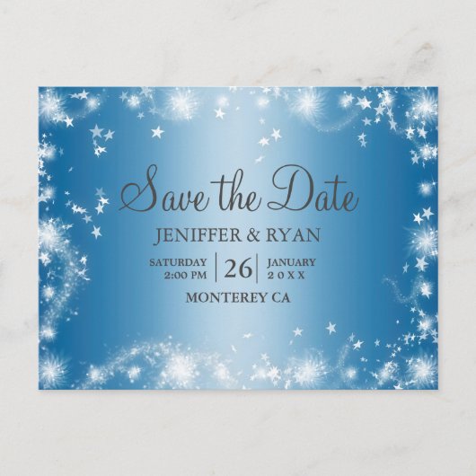 Kute winter bruiloft behalve datum briefkaart (Voorkant)