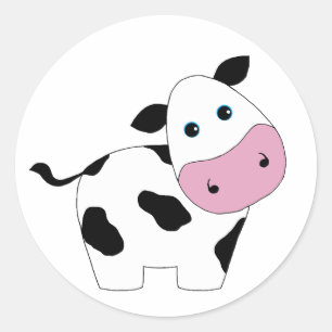 Kute witte koe ronde sticker