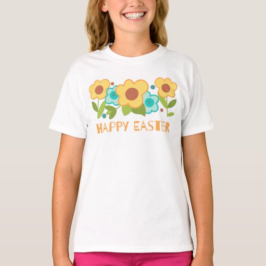 Kute Yellow en Blue Flowers Spring Easter T-shirt (Voorkant)