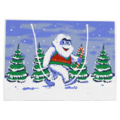 Kute yeti kerst in het bos groot cadeauzakje (Achterkant)