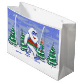 Kute yeti kerst in het bos groot cadeauzakje (Voorkant Gekanteld)