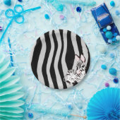 Kute Zebra Print textuur met Baby Zebra Cartoon Papieren Bordje (Feest)