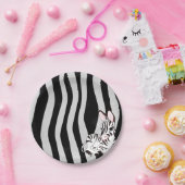 Kute Zebra Print textuur met Baby Zebra Cartoon Papieren Bordje (Feest)
