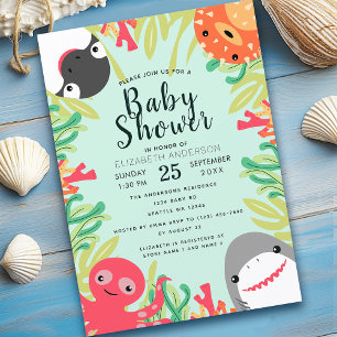 Kute Zee Animal Baby shower Invitation Kaart