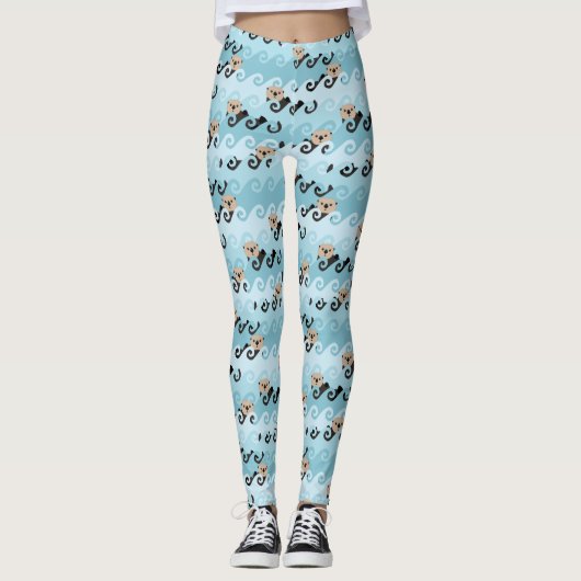 Kute Zee Otters die de golven bepalen Leggings (Voorkant)