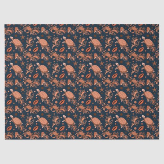 Kute zee schildpadden krabben strandpartij tissuepapier (Voorkant)