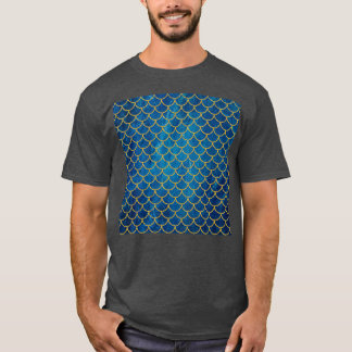 Kute Zeemeermin met blauw marmerpatroon T-shirt