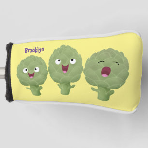 Kute zingende artisjokken plantaardige cartoon golfheadcover