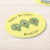 Kute zingende artisjokken plantaardige cartoon ronde kartonnen onderzetter (Gebogen)