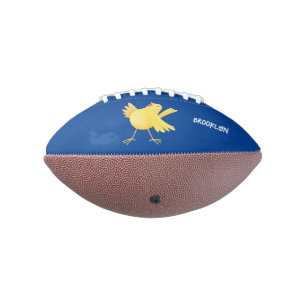 Kute zingende gele cartoon kanarie vogel american football