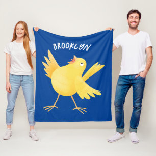 Kute zingende gele cartoon kanarie vogel fleece deken