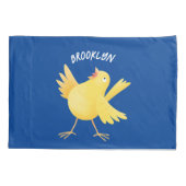 Kute zingende gele cartoon kanarie vogel kussensloop (Achterkant)