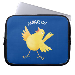 Kute zingende gele cartoon kanarie vogel laptop sleeve