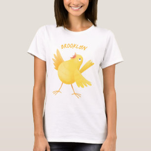 Kute zingende gele cartoon kanarie vogel t-shirt