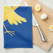 Kute zingende gele cartoon kanarie vogel theedoek (Quarter Fold)