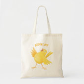 Kute zingende gele cartoon kanarie vogel tote bag (Voorkant)