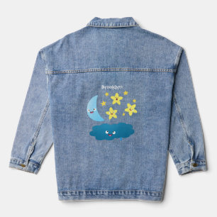 Kute zingsterren, maan en cloud cartoon denim jacket