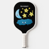 Kute zingsterren, maan en cloud cartoon pickleball paddle (Achterkant)
