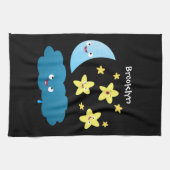 Kute zingsterren, maan en cloud cartoon theedoek (Horizontaal)