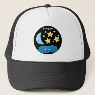 Kute zingsterren, maan en cloud cartoon trucker pet