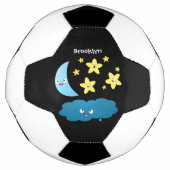 Kute zingsterren, maan en cloud cartoon voetbal (Voorkant)