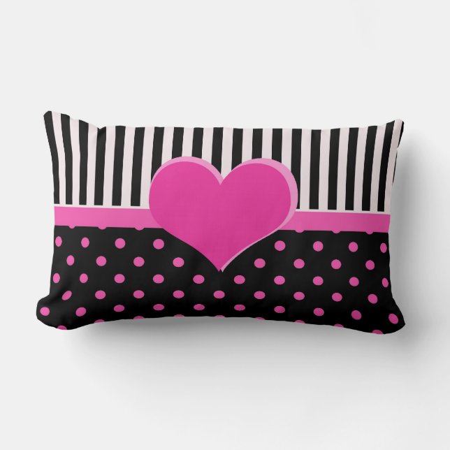 Kute, zoete roze polka stippen. kussen (Voorkant)