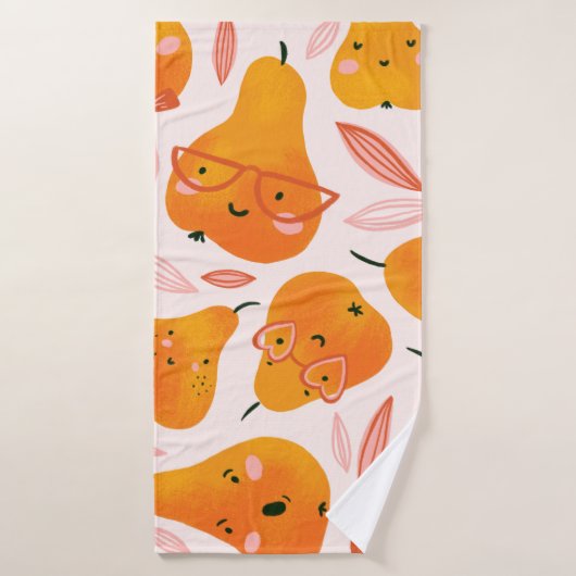Kute zomer naadloos met oranje peren. Fu Badhanddoek (Badhanddoek)