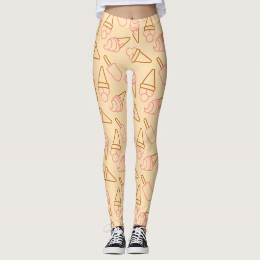 Kute zomerfood met omtrek-ijscontouren leggings (Voorkant)