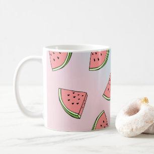 Kute zomerwatermeloenpatroonpastelroze en blauw koffiemok