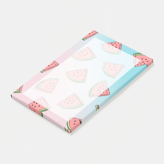 Kute zomerwatermeloenpatroonpastelroze en blauw post-it® notes (Schuin)