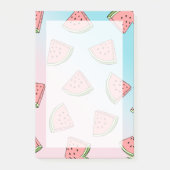 Kute zomerwatermeloenpatroonpastelroze en blauw post-it® notes (Voorkant)