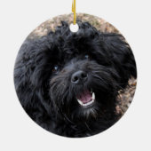 Kute zwarte hond, keramisch ornament (Achterkant)