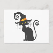 Kute zwarte kat in een heks pet - Kies achtergrond Briefkaart (Voorkant)