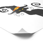 Kute zwarte kat in een heks pet - Kies achtergrond Foto Afdruk (Hoek)