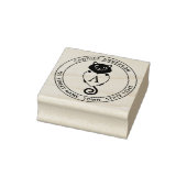 Kute zwarte kat met hartmonogram 	rubberstempel (Stempel)