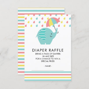 Kutelfant Baby shower Diaper Raffle Ticket Kaart