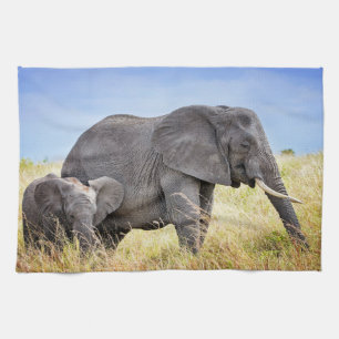 Kutest Baby Animals Afrikaanse olifant en moeder Theedoek