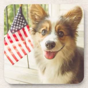 Kutest Baby Animals Amerikaanse vlag Corgi Bier Onderzetter