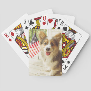 Kutest Baby Animals   Amerikaanse vlag Corgi Pokerkaarten