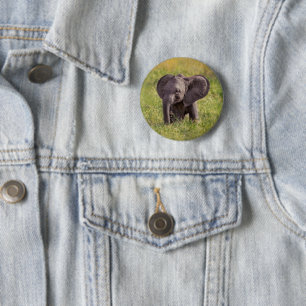 Kutest Baby Animals Baby Elephant Kenia Africa Ronde Button 5,7 Cm