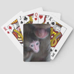 Kutest Baby Animals Baby Macaque Monkey en moede Pokerkaarten