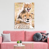 Kutest Baby Animals | Cheetah Cat & Cub Canvas Afdruk (Insitu (Woonkamer))