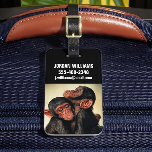 Kutest Baby Animals | Chimpansee Hug Bagagelabel (Voorkant Insitu 2)