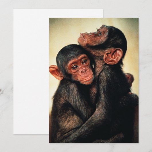 Kutest Baby Animals | Chimpansee Hug Bedankkaart (Voorkant / Achterkant)