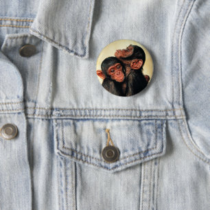 Kutest Baby Animals Chimpansee Hug Ronde Button 5,7 Cm