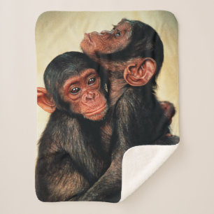 Kutest Baby Animals Chimpansee Hug Sherpa Deken