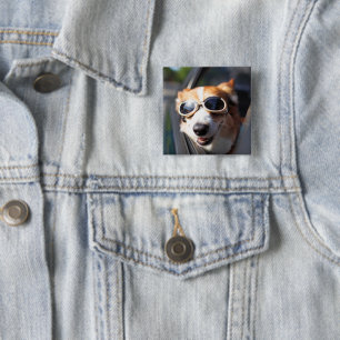 Kutest Baby Animals Corgi Goggles in de auto Vierkante Button 5,1 Cm