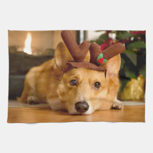 Kutest Baby Animals Corgi-kerstrenrenrendiertje Theedoek