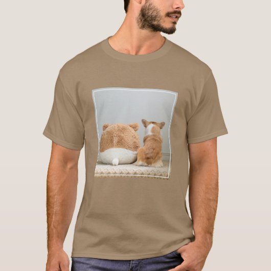 Kutest Baby Animals | Corgi & Plush Puppy T-shirt (Voorkant)