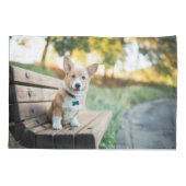 Kutest Baby Animals | Corgi Puppy op een parkbank Kussensloop (Achterkant)